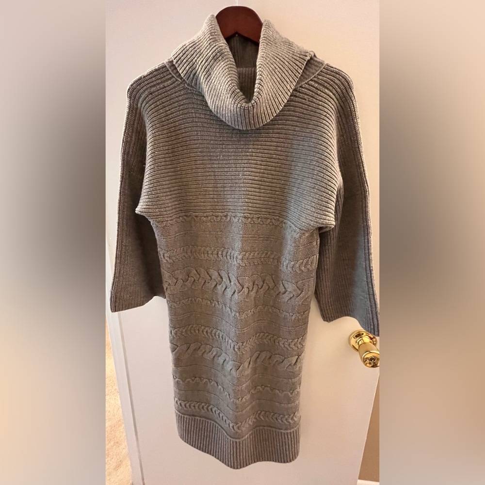 Banana Republic Cozy Gray Slouch Turtleneck Sweater Dress